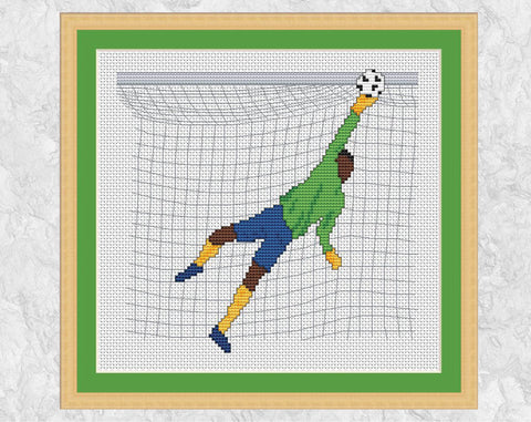 Goalkeeper cross stitch pattern - fun stitch for football fans