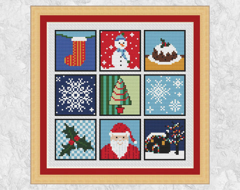 Christmas Squares cross stitch pattern - with frame