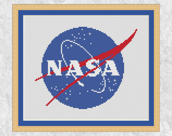 NASA Insignia - Space cross stitch pattern - with frame