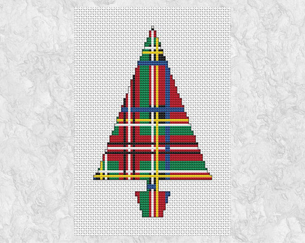 Tartan Plaid Christmas Tree cross stitch pattern - without frame