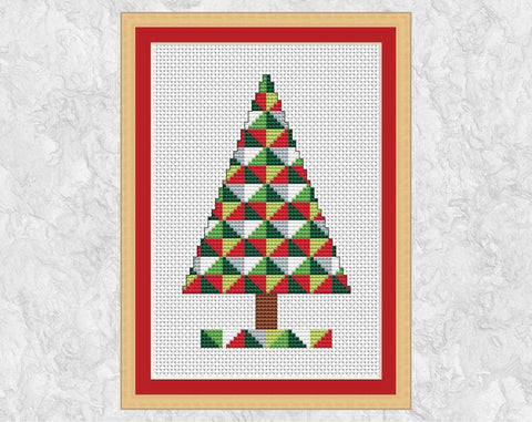 Geometric Christmas Tree cross stitch pattern