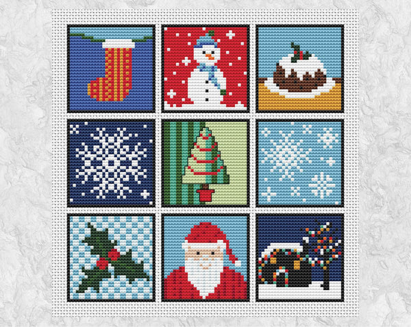 Christmas Squares cross stitch pattern - without frame