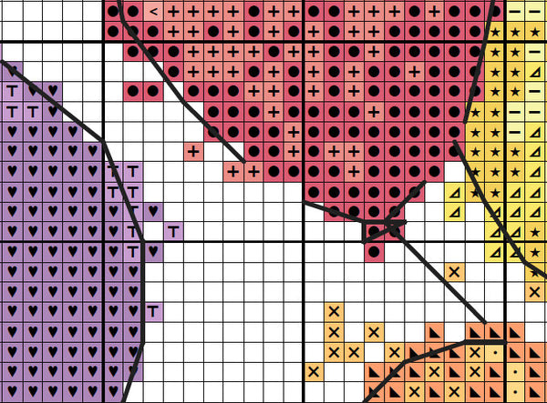 Section of PDF for balloons cross stitch pattern
