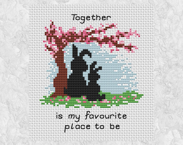 Together is my Favourite Place to Be cross stitch pattern without frame - UK spelling