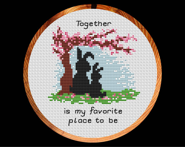 Together is my Favourite Place to Be cross stitch pattern - in hoop - US spelling