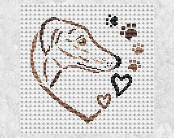 Greyhound Dog Heart cross stitch pattern - shown without frame