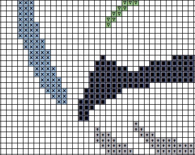 Running Heart cross stitch pattern - silhouette of runner in heart shape made of sky, hills and road - section of PDF