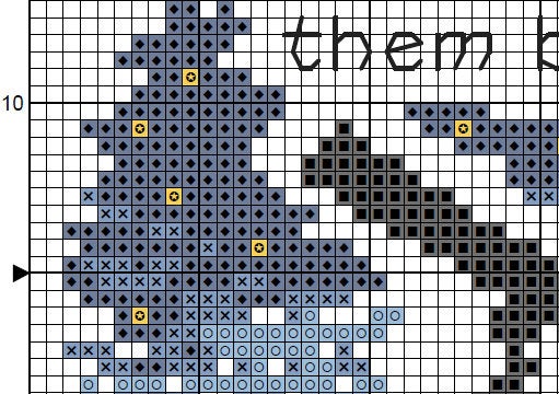 Cross stitch pattern of two bunnies looking through a telescope, with the words 'Friends are like stars. You don't always see them but you know they're always there." Section of PDF.