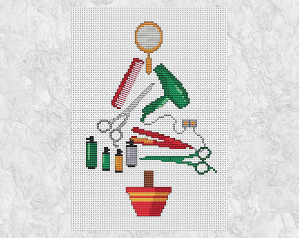 Cross stitch pattern - Christmas tree for Hairdresser or Hair Stylist
