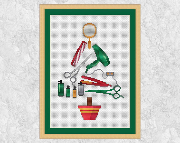 Hairdressers' Christmas Tree cross stitch pattern