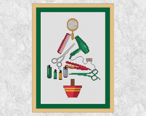 Hairdressers' Christmas Tree cross stitch pattern