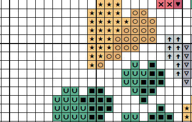 Hearts Christmas Tree cross stitch pattern - section of PDF