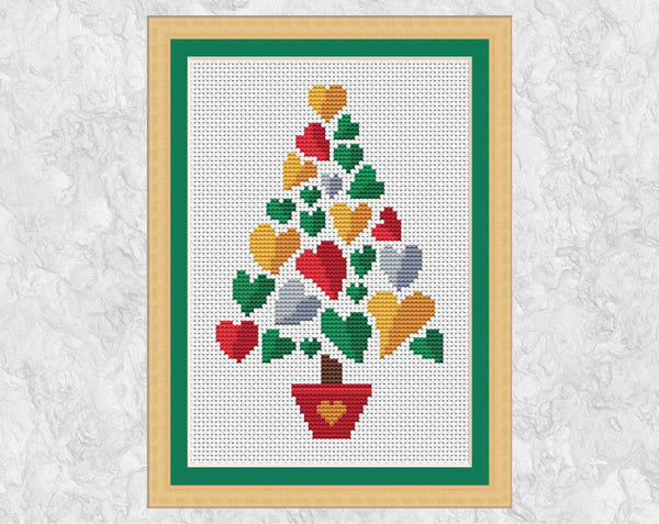 Hearts Christmas Tree cross stitch pattern