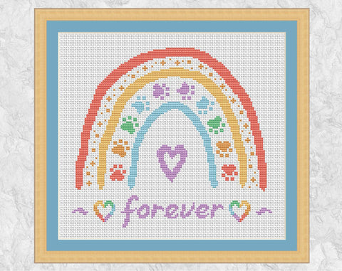 Boho Rainbow Bridge cross stitch pattern - with frame