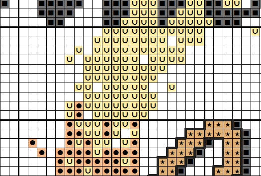 Cross stitch pattern PDF of the words "When I needed a hand I found your paw", with a heart and paw print. Section of PDF.