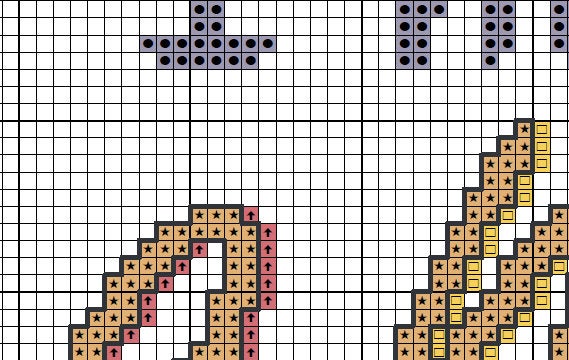 Cross stitch pattern of the words "When I needed a hand I found your paw", with a heart and paw print. Section of PDF.