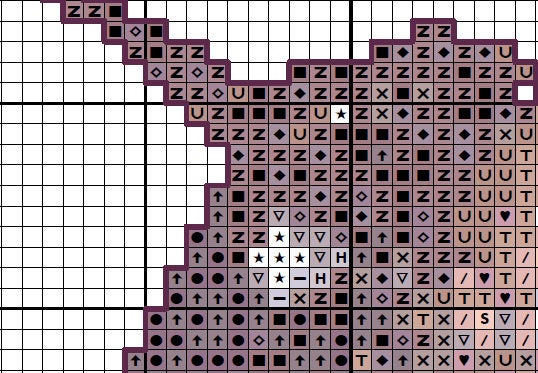 Galaxy Unicorn cross stitch pattern - section of PDF