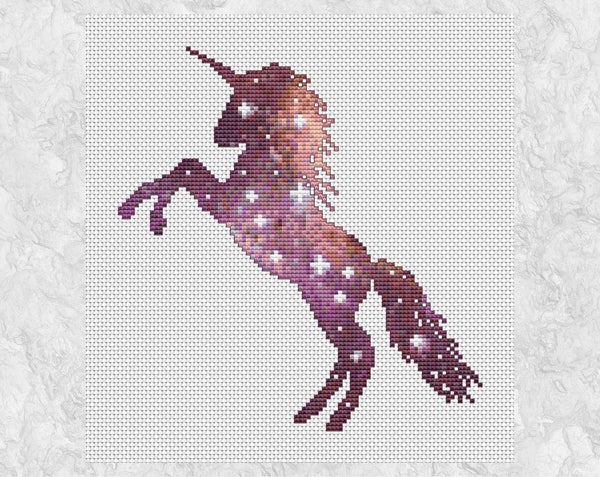 Galaxy Unicorn cross stitch pattern - without frame