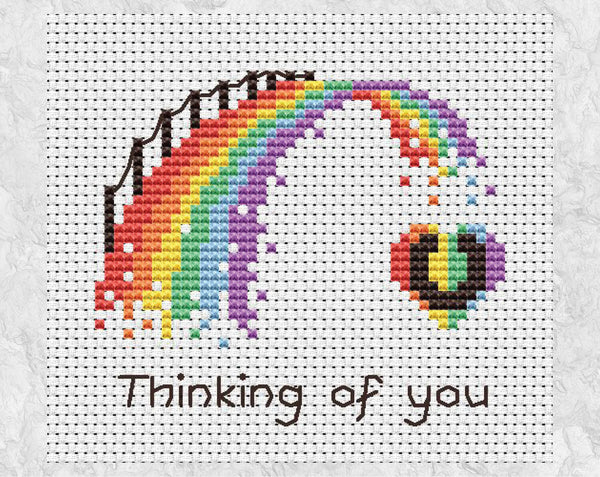 Pony rainbow bridge cross stitch card design