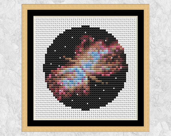 Butterfly Nebula - Astronomy cross stitch pattern - with frame