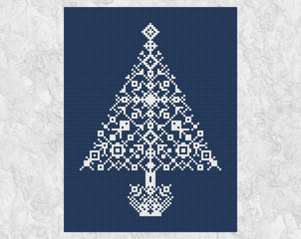 Snowflake Christmas Tree cross stitch pattern without frame