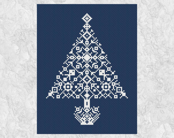 Snowflake Christmas Tree cross stitch pattern without frame