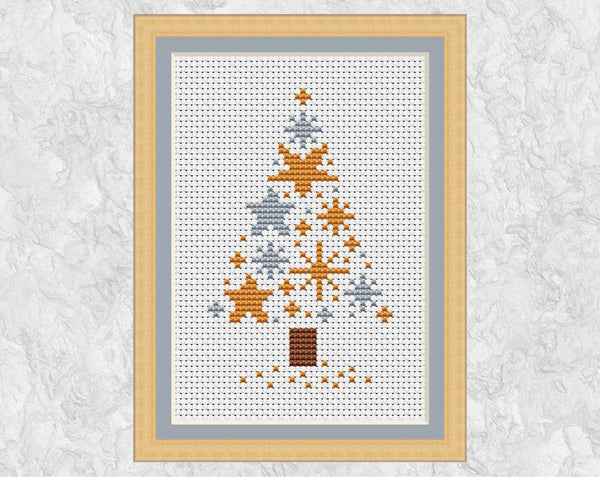 Mini Stars Xmas Tree cross stitch card design