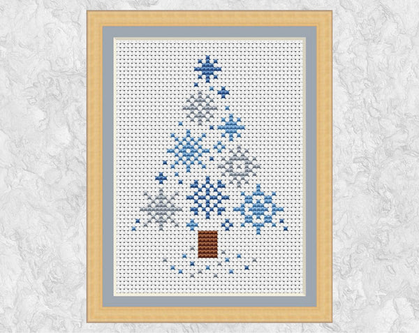 Small Snowflakes seasonal tree Christmas card PDF