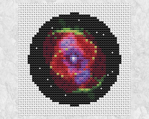 Cat's Eye Nebula cross stitch pattern without frame