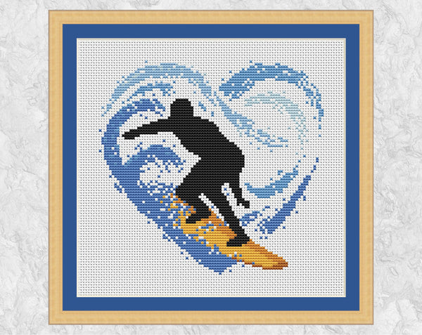 Surfing cross stitch pattern
