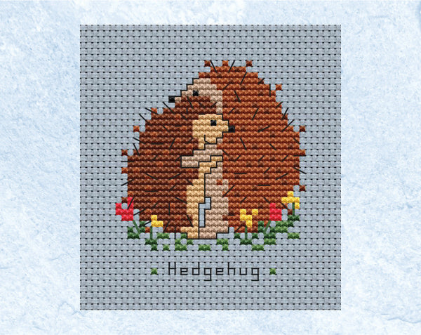 'Hedgehug' Hedgehogs cross stitch pattern - without frame