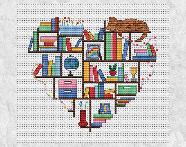Book Heart cross stitch pattern. Without frame.
