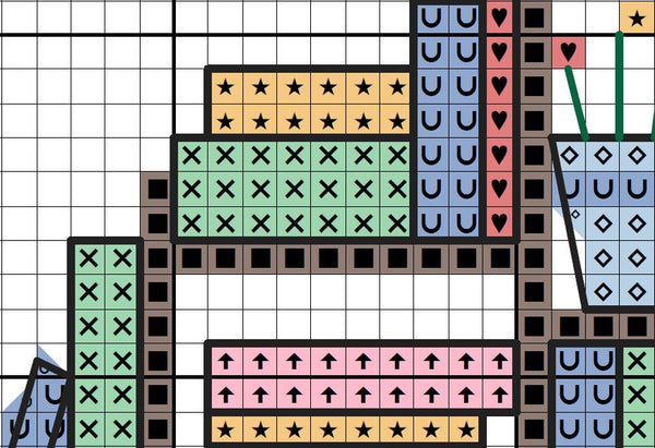 Book Heart cross stitch pattern. Section of PDF.