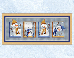 Set of Snowmen cross stitch pattern