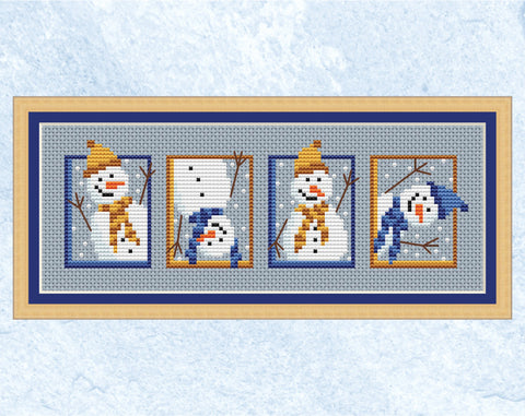 Set of Snowmen cross stitch pattern