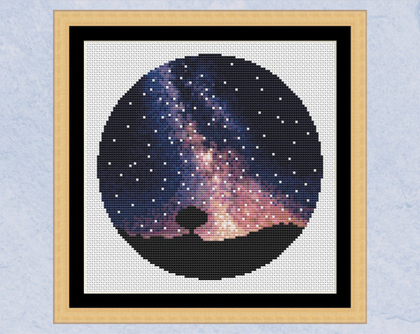 Milky Way - Astronomy cross stitch pattern - with frame