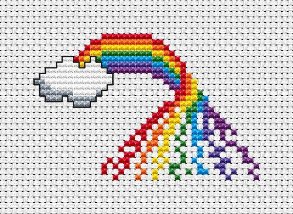 Mini magical rainbow cross stitch pattern