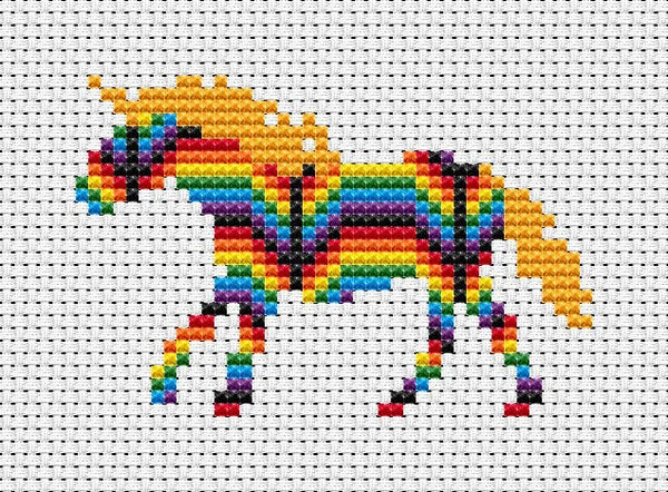 Mini Rainbow Unicorn cross stitch pattern