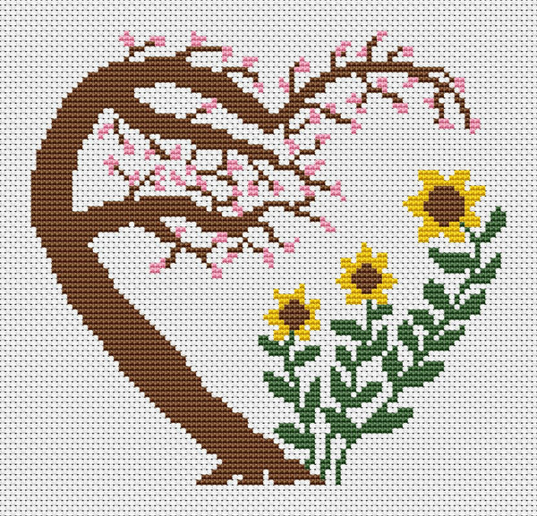 Garden Heart cross stitch pattern - without frame