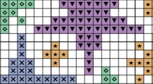 Geometric Heart cross stitch pattern in pastel colours - section of PDF