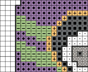 Cartoon Space Rocket cross stitch pattern - section of PDF